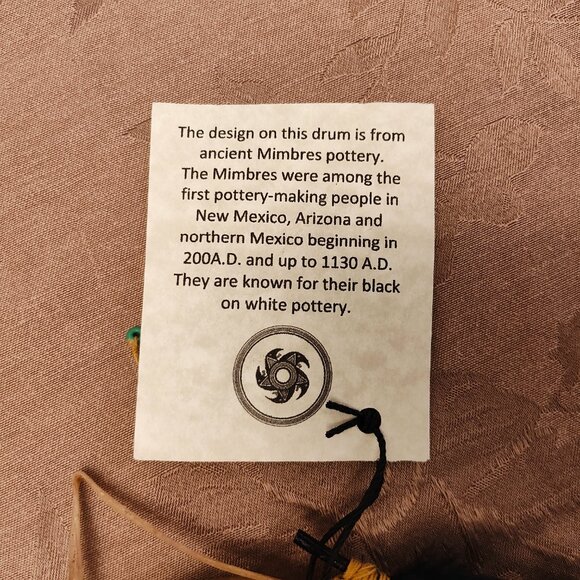 Mimbres Pottery Inspired Painted Drum, New With Tags - Picture 4 of 7